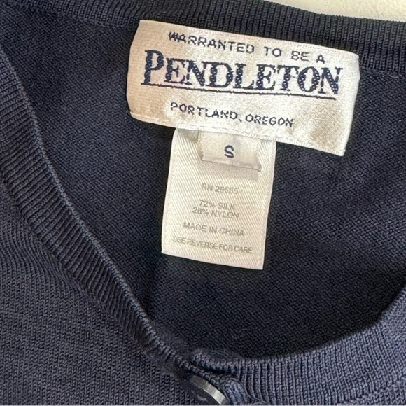Pendleton cardigan sweater silk blend navy ivory tan stripes Small - Picture 7 of 9
